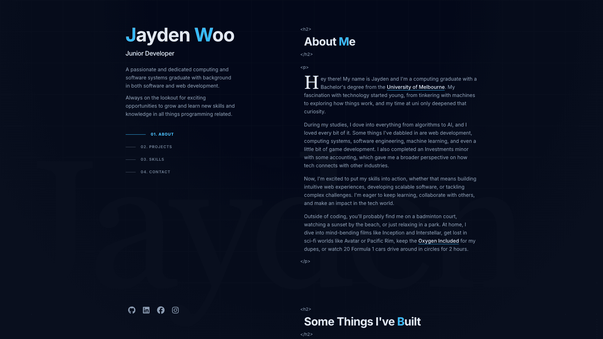 Demo of Personal Website project